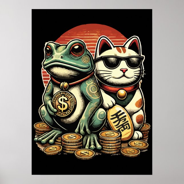 Maneki Neko and Jin Chan - Luck and Prosperity Poster (Front)
