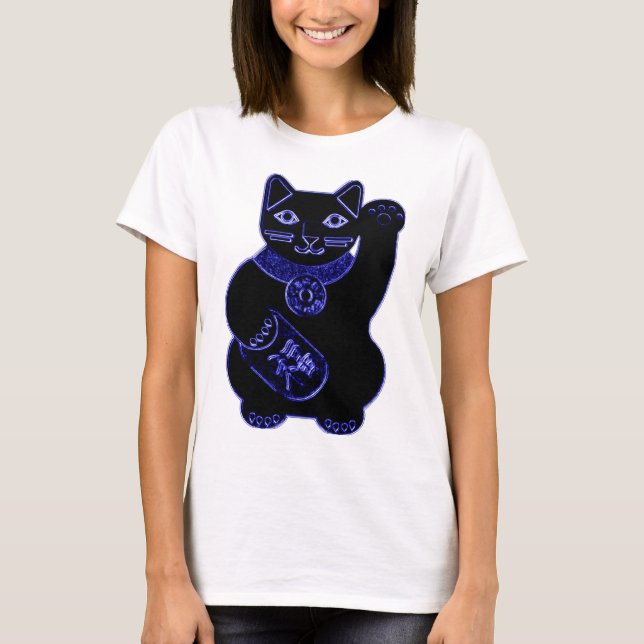 maneki neko blue neon T-Shirt (Front)