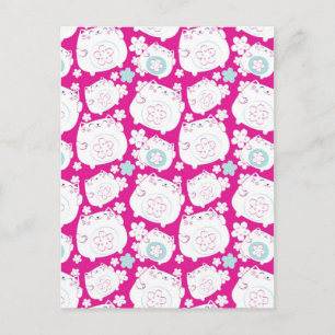 Maneki Neko Cats Pattern Postcard