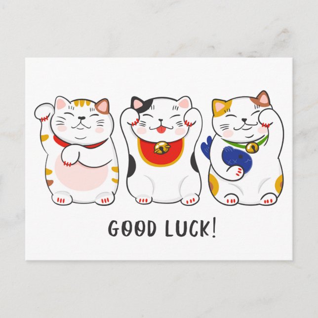 Maneki-neko Cats Postcard (Front)