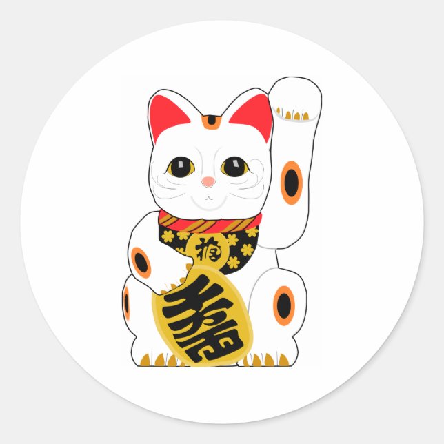 Maneki Neko Classic Round Sticker (Front)