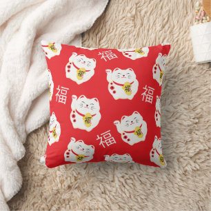 Maneki Neko Cute Lucky White Cat Cushion