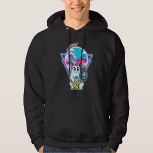 Maneki-Neko Cyberpunk Cat With Vapour Wave Style Hoodie