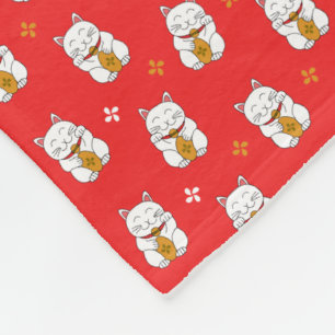 Maneki Neko Fleece Blanket