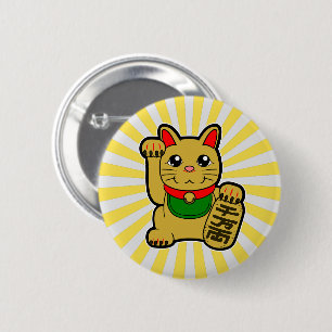 Maneki Neko: Golden Lucky Cat 6 Cm Round Badge