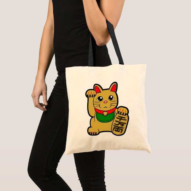 Maneki Neko: Golden Lucky Cat Tote Bag (Front (Product))