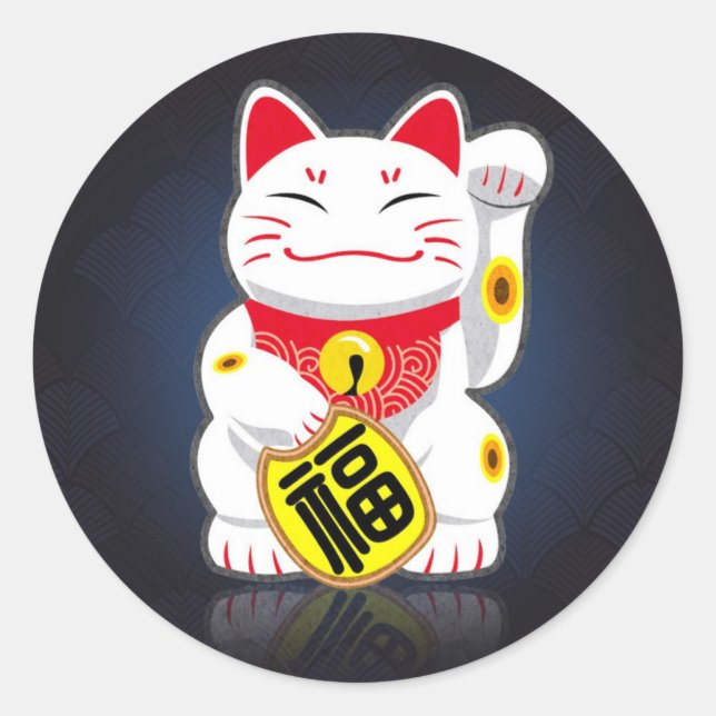 Maneki-neko - Japanese Lucky Cat Classic Round Sticker (Front)