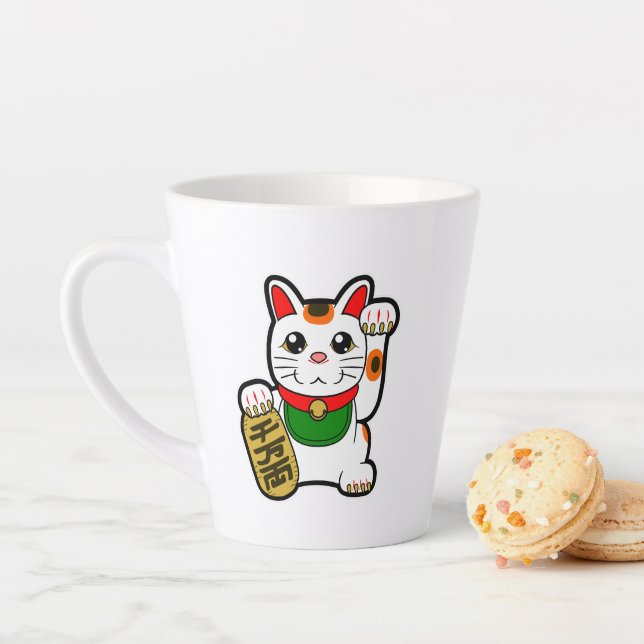 Maneki Neko: Japanese Lucky Cat Latte Mug (In Situ)