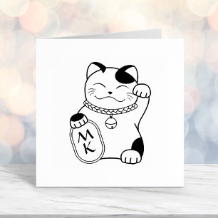 Maneki Neko Japanese Lucky Cat Monogram Self-inking Stamp