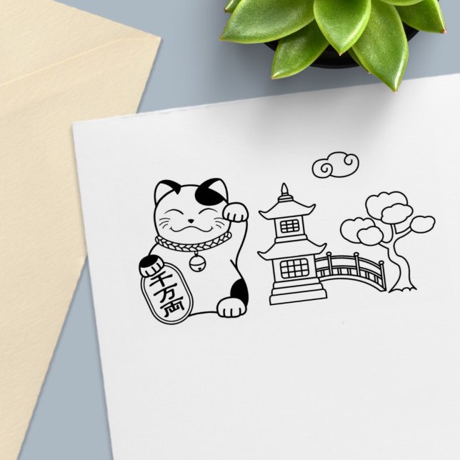 Maneki Neko Japanese Lucky Cat Self-inking Stamp (Creator Uploaded)