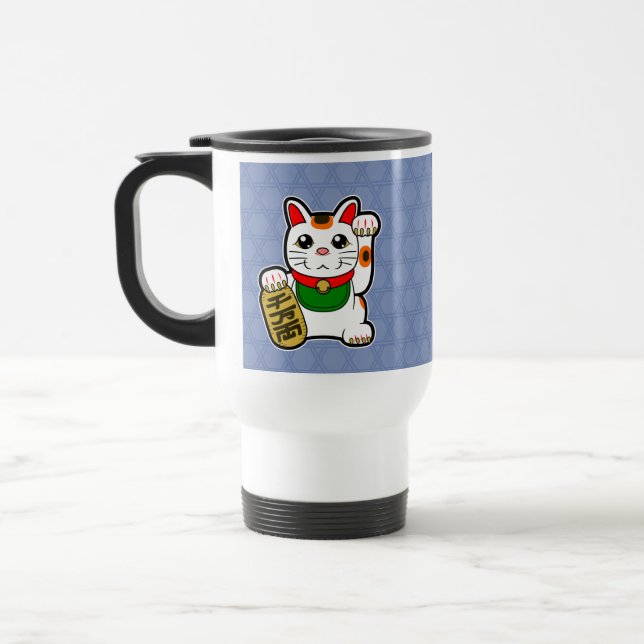 Maneki Neko: Japanese Lucky Cat Travel Mug (Left)