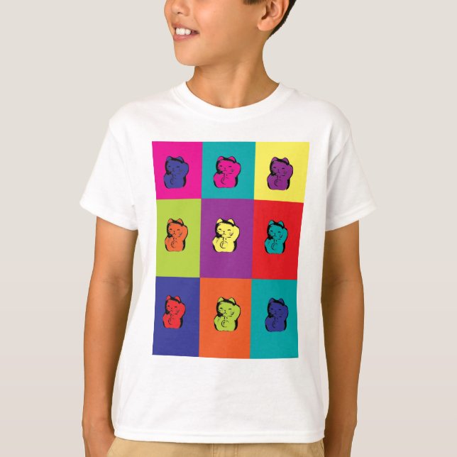 Maneki Neko Kitty Pop Art T-Shirt (Front)