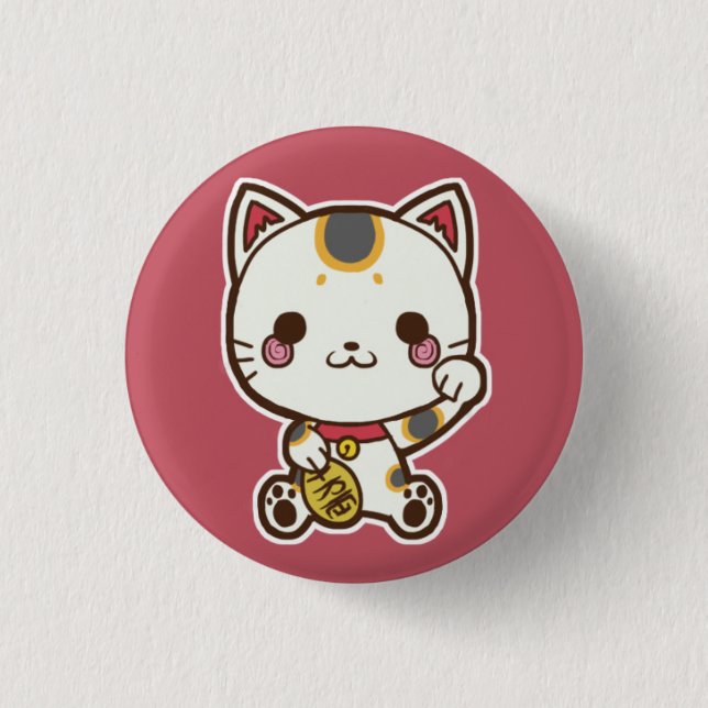 Maneki Neko (Lucky Cat) Button (Front)