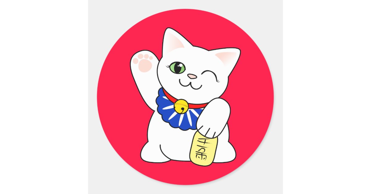 Maneki Neko Lucky Cat Classic Round Sticker | Zazzle.co.uk