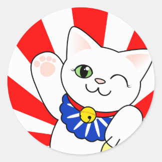 Maneki Neko Lucky Cat Classic Round Sticker