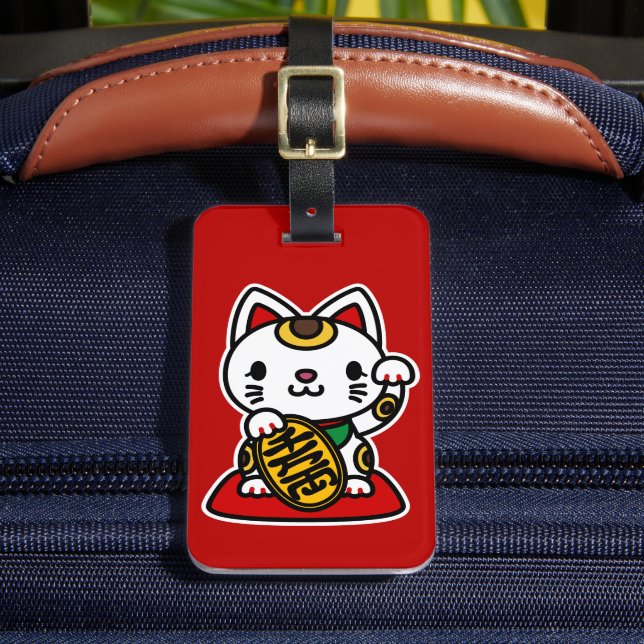 Maneki Neko (Lucky Cat) Luggage Tag (Front Insitu 2)