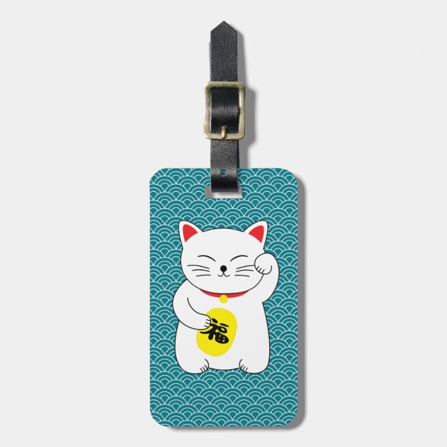 Maneki Neko Lucky Cat Luggage Tag (Front Vertical)