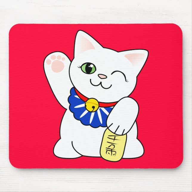Maneki Neko Lucky Cat Mouse Mat (Front)