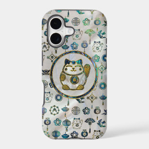 Maneki Neko Lucky cat on pearl and abalone