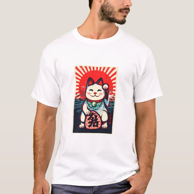 maneki neko lucky cat T-Shirt (Front)