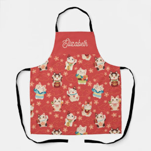Maneki Neko Lucky Cats Personalized Apron