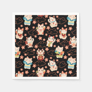 Maneki Neko Lucky Cats Personalized Napkin