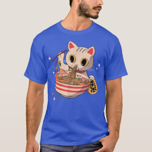 Maneki Neko Lucky Kawaii Japanese Anime Cat Ramen  T-Shirt