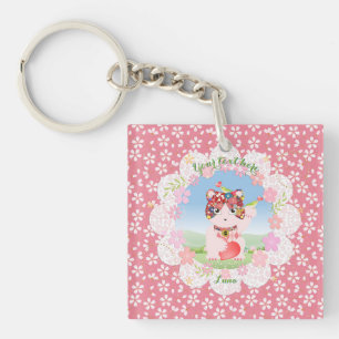 Maneki Neko Lucky Luna Square Key Ring