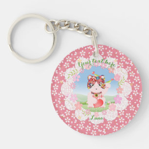 Maneki Neko Lucky Luna Square Key Ring