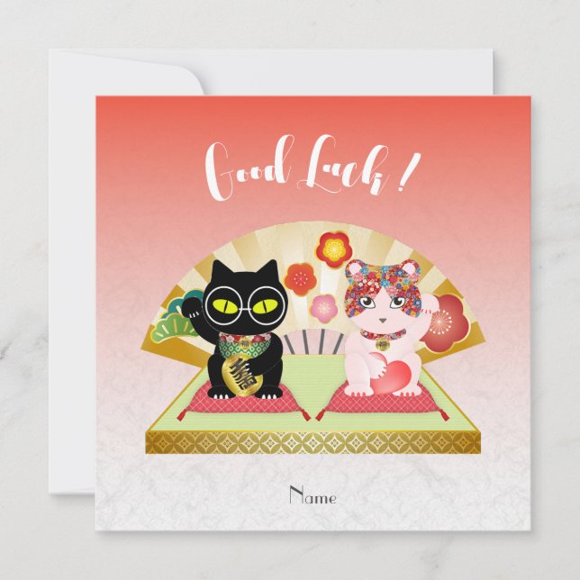 Maneki Neko Lucky Poiluna Flat Holiday Card (Front)