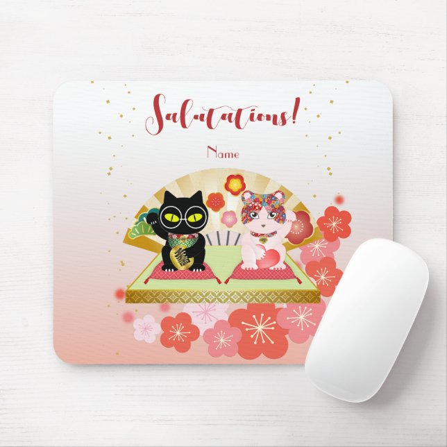 Maneki Neko Lucky Poiluna Mouse Mat (With Mouse)