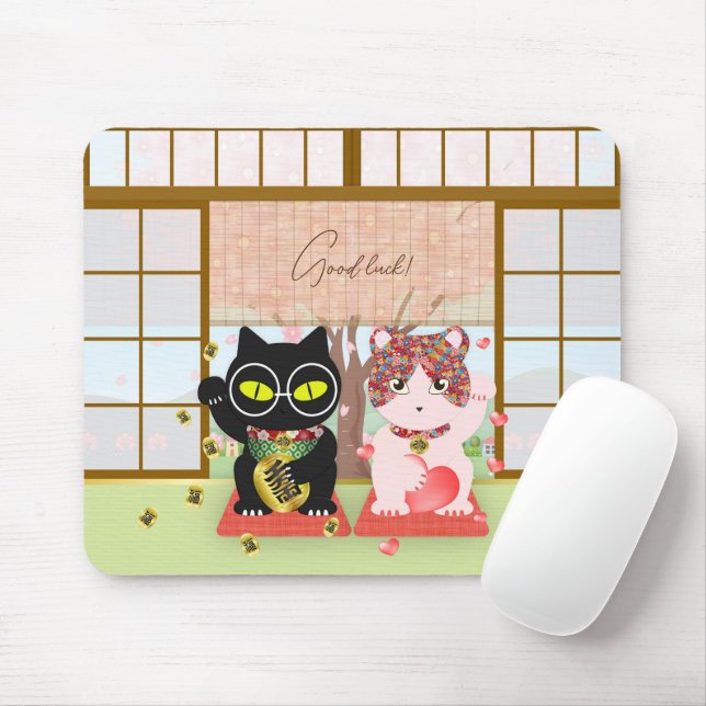 Maneki Neko Lucky Poiluna Mouse Mat (With Mouse)