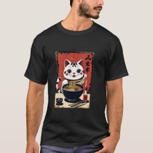 Maneki Neko Lucky Ramen Soup Cat Lucky Charm T-Shirt