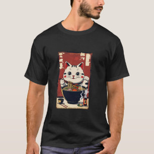 Maneki Neko Lucky Ramen Soup Cat Lucky Charm T-Shirt