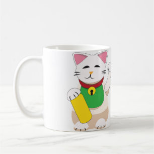Maneki Neko or Beckoning Cat Coffee Mug