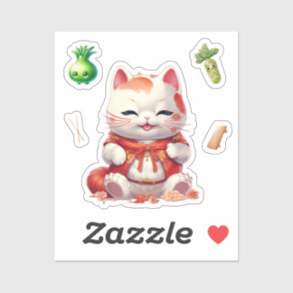 Maneki Neko Orange, Fortune Cat Stickers