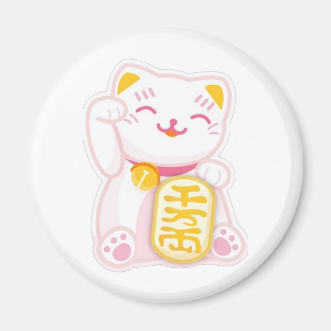 maneki neko pink magnet (Front)