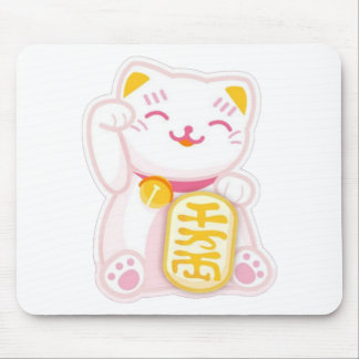 maneki neko pink mouse mat
