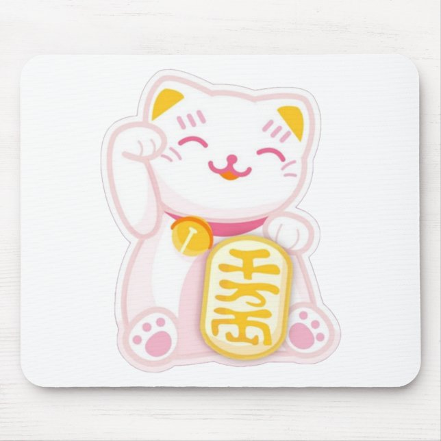 maneki neko pink mouse mat (Front)