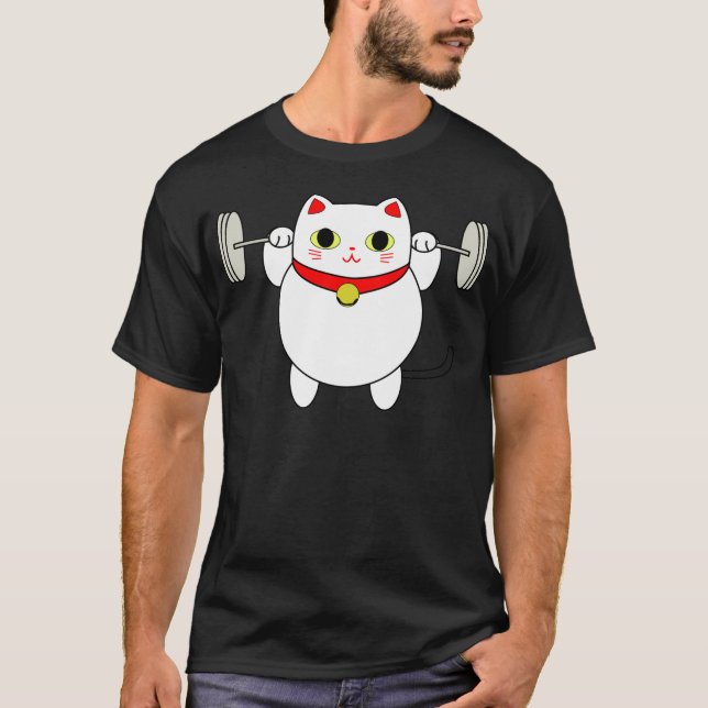 Maneki Neko Squatting Cat T-Shirt (Front)
