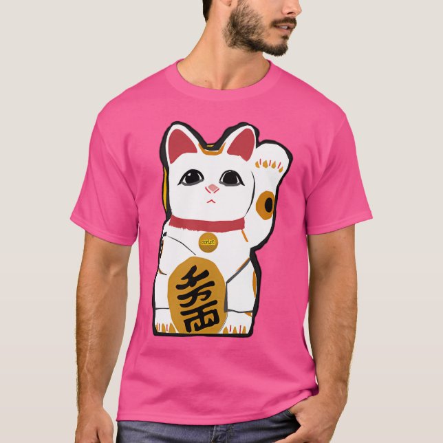 Maneki Neko Waving Cat T-Shirt (Front)