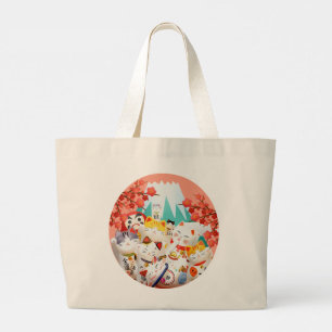 Manekineko Hanami Party Large Tote Bag