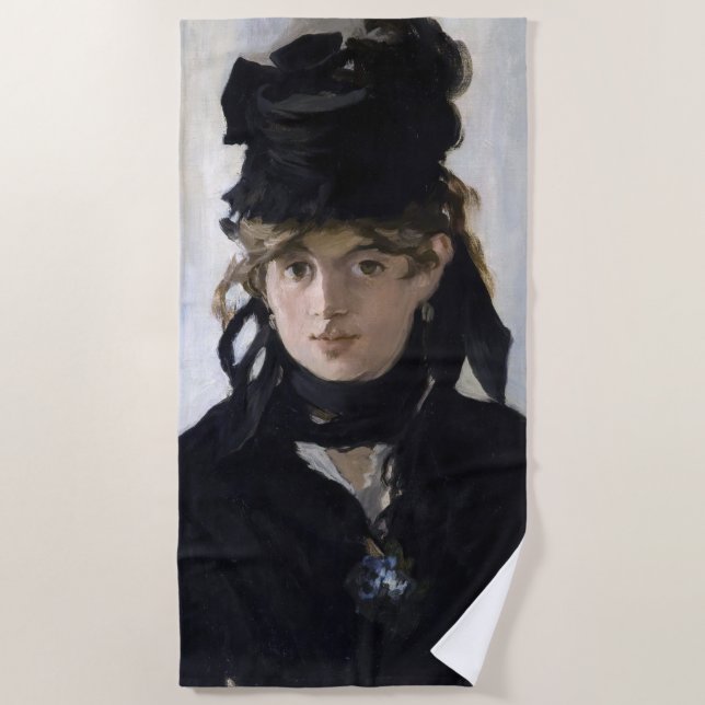 Manet - Berthe Morisot with a bouquet of violets Beach Towel (Front)