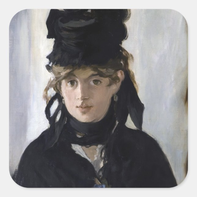 Manet - Berthe Morisot with a bouquet of violets Square Sticker (Front)