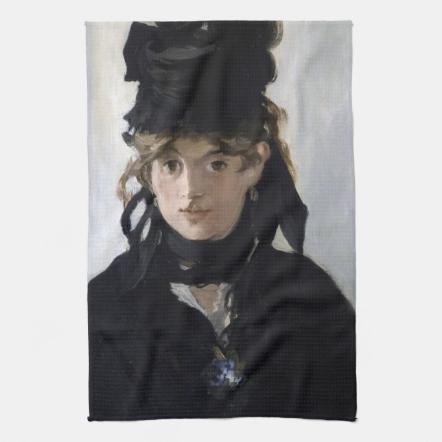Manet - Berthe Morisot with a bouquet of violets Tea Towel (Vertical)