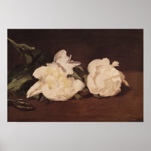 Manet Branch of White Peonies and Secateurs Poster
