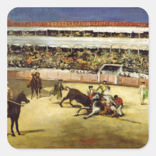 Manet   Bull Fight, 1865 Square Sticker