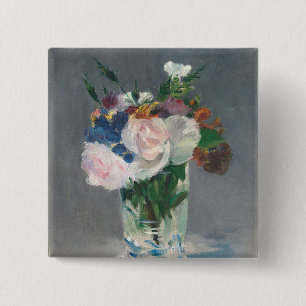 Manet Flowers in a Crystal Vase, c.1882 15 Cm Square Badge