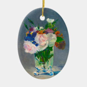 Manet Flowers in a Crystal Vase Ceramic Tree Decoration