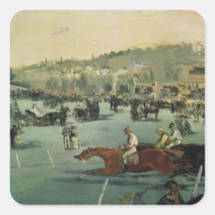 Manet   Horse Racing, 1872 Square Sticker